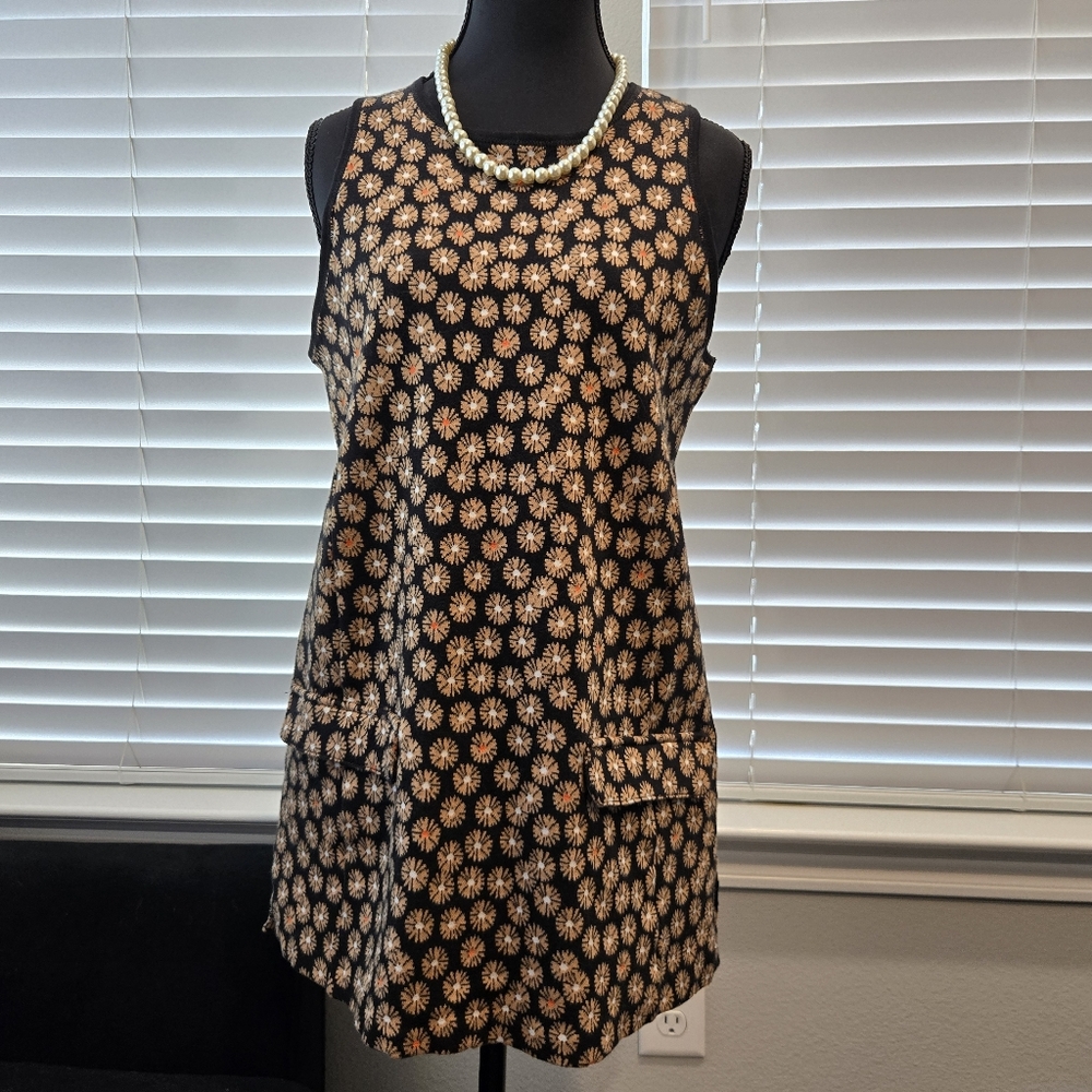 Anthropologie Maeve Black and Tan 60s Inspired Top